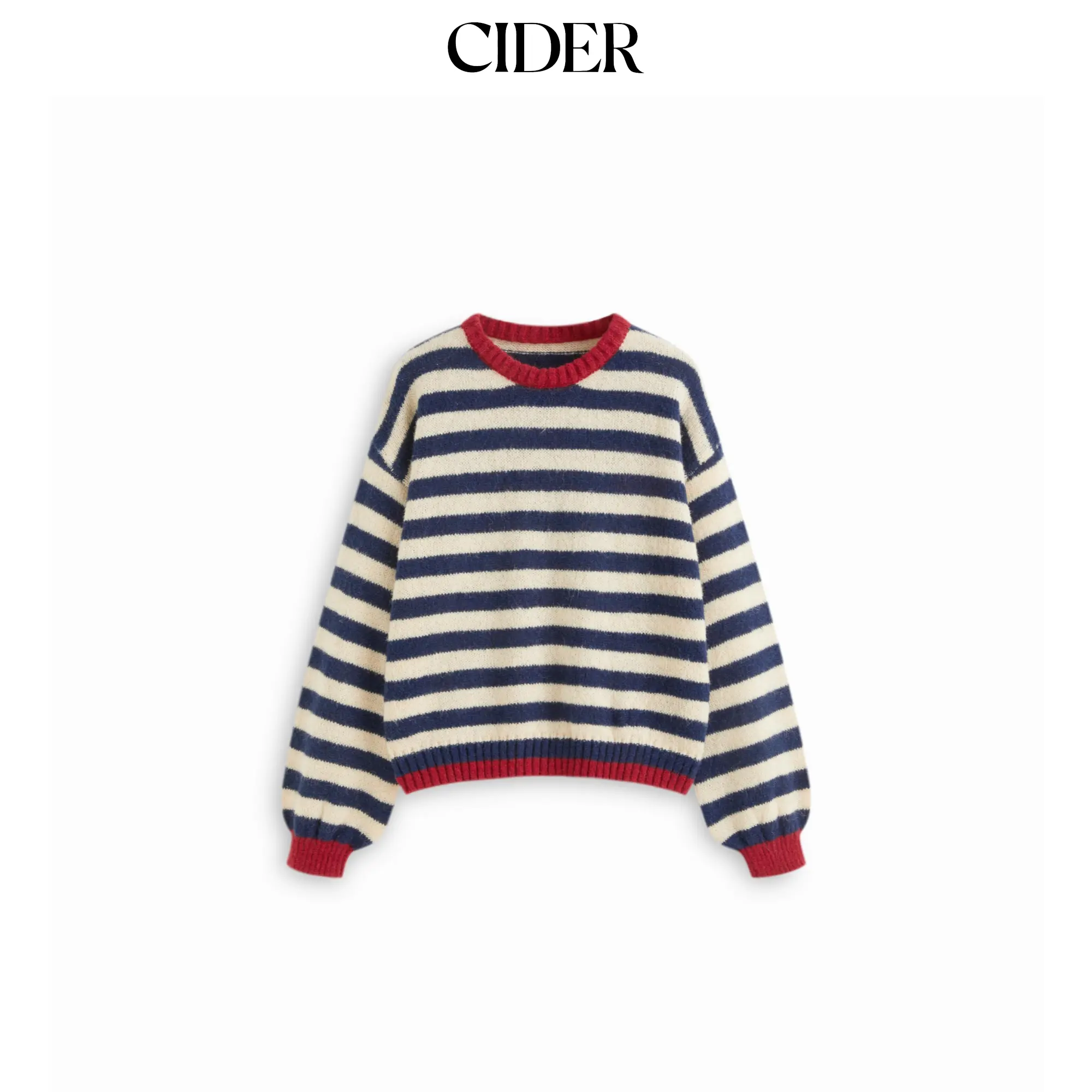 Cider Knit Mohair-blend Striped Contrasting Binding Oversized Top SummerFinds