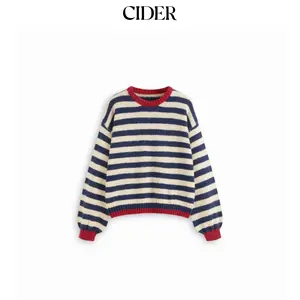 Cider Knit Mohair-blend Striped Contrasting Binding Oversized Top SummerFinds
