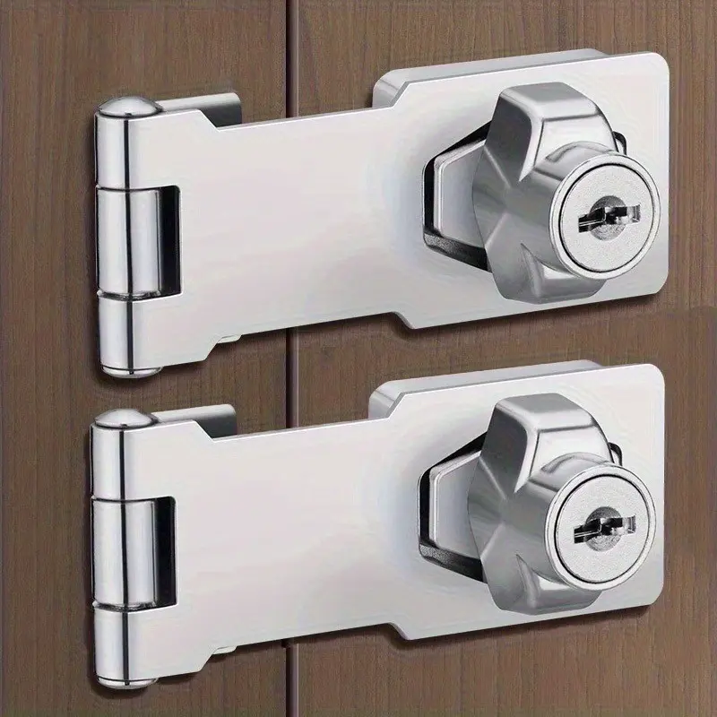 2 Sets Furniture Safety Locks, Easy Installation, Anti-Theft Hanging Lock, Suitable for Cabinets, Mailboxes, Drawers, Doors, Modern Durable Metal Locks