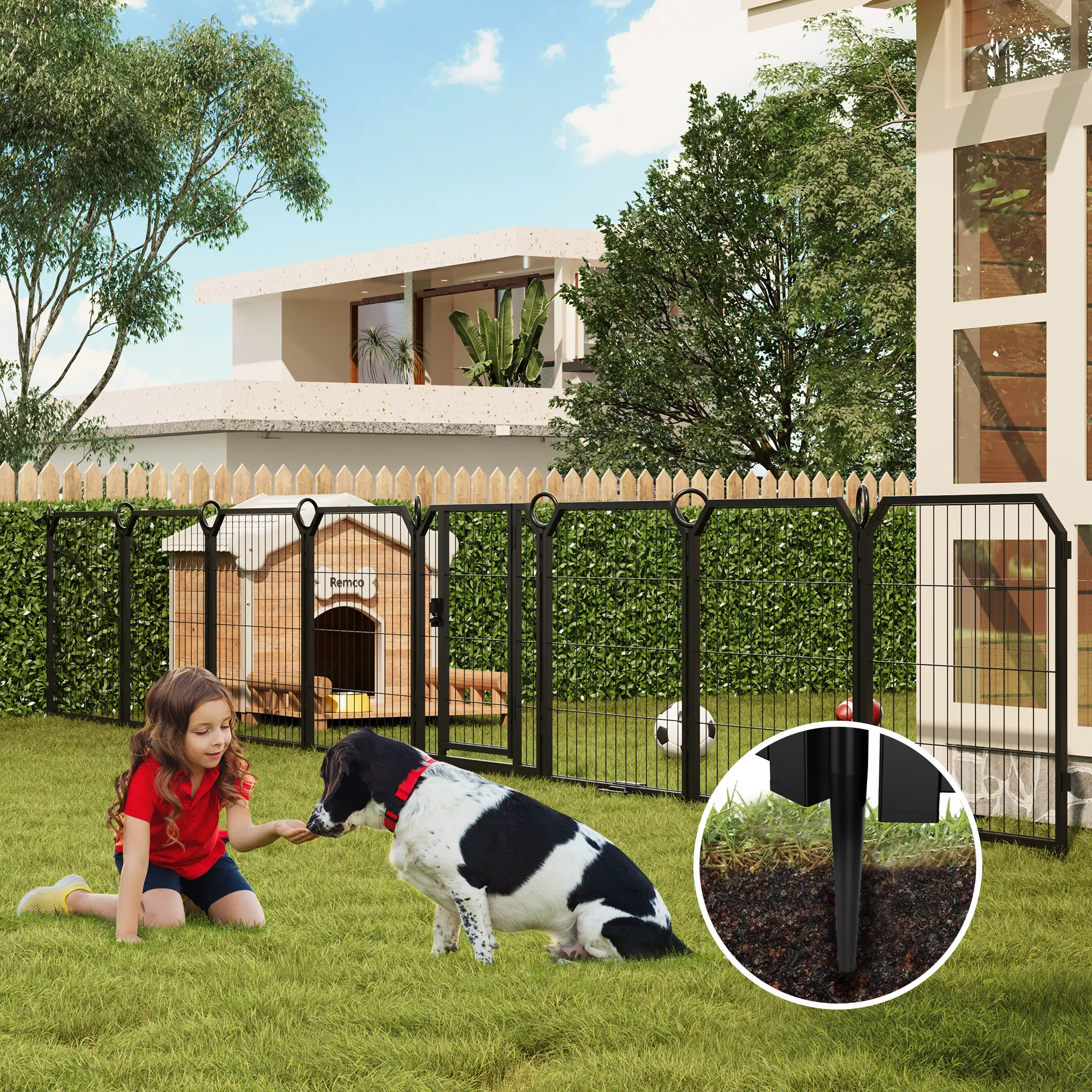 Heavy Duty 8-Panel Metal Dog Playpen - 24in Height Panels, Locking Door, Collapsible Portable Indoor Outdoor Enclosed Pet Enclosure for Small/Medium Dogs, Ideal for Camping, Exercise Area