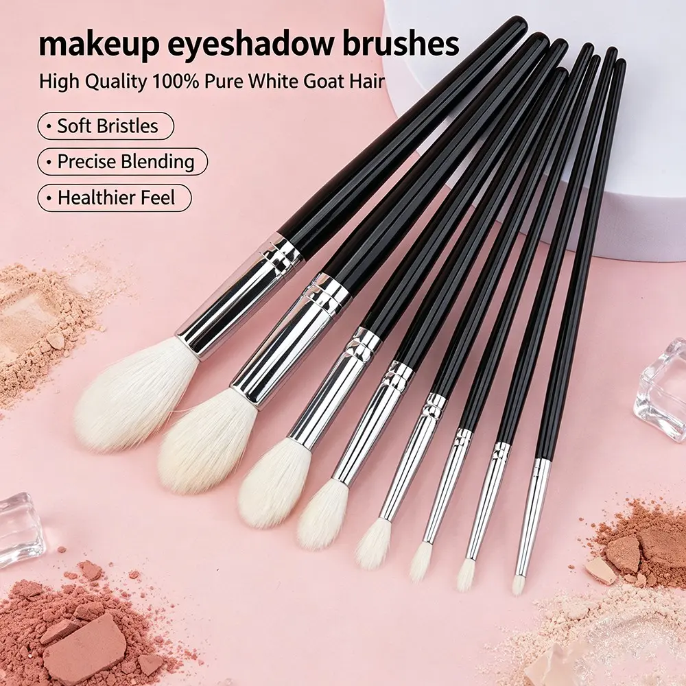 8pcs Makeup Brushes Set, Eyeshadow Crease Brush, Contour Highlighter Sculpting, 100% Goat Hair Tapered Beauty Tools, Professional Cosmetics Kit
