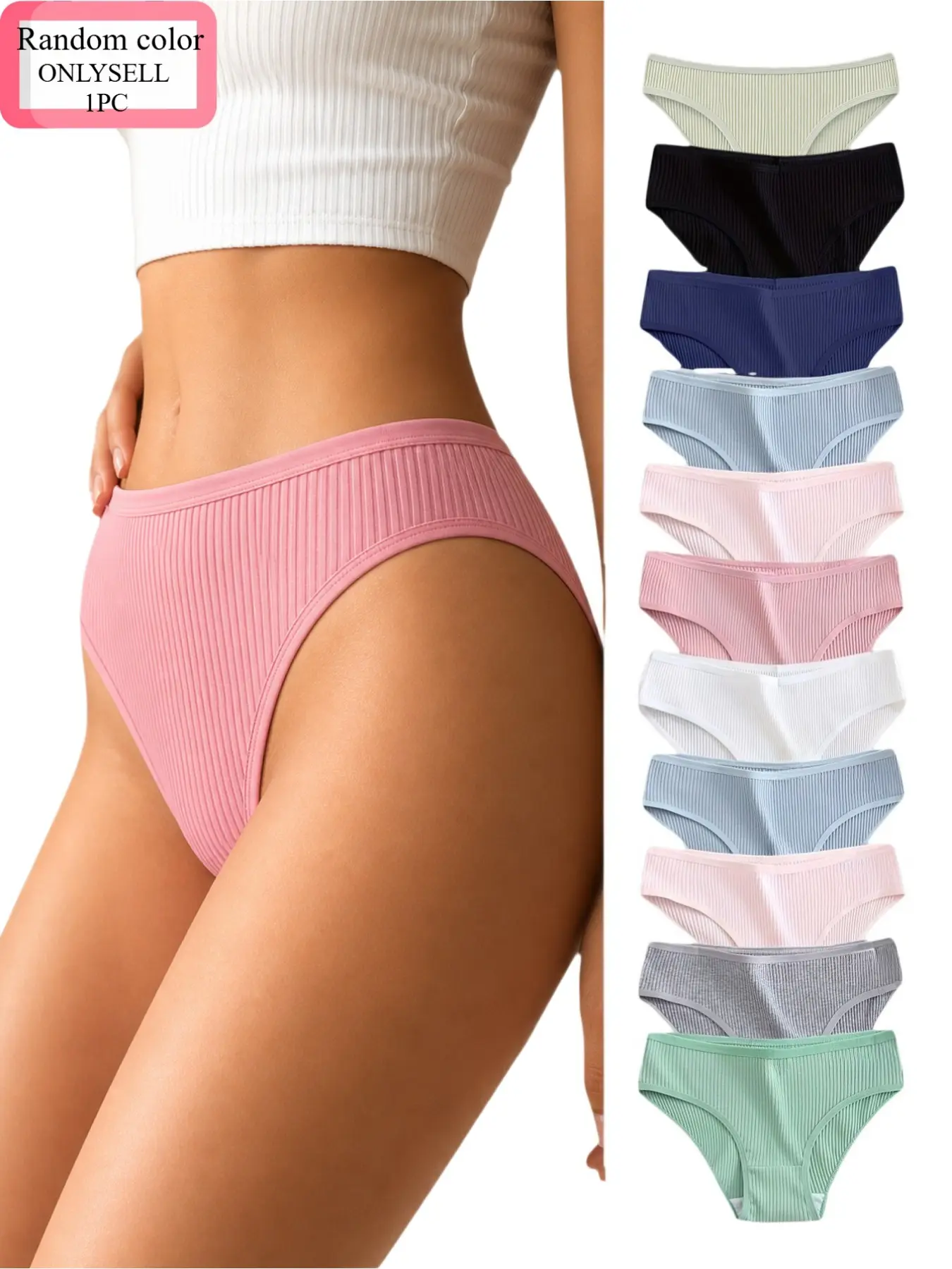 10pcs colors shipped randomly 1 piece, soft and comfortable mid-rise style, breathable and skin-friendly, suitable for daily wear and all kinds of special occasions, elegant seamless panties, fashionable close-fitting undergarments, Elastic Underwear
