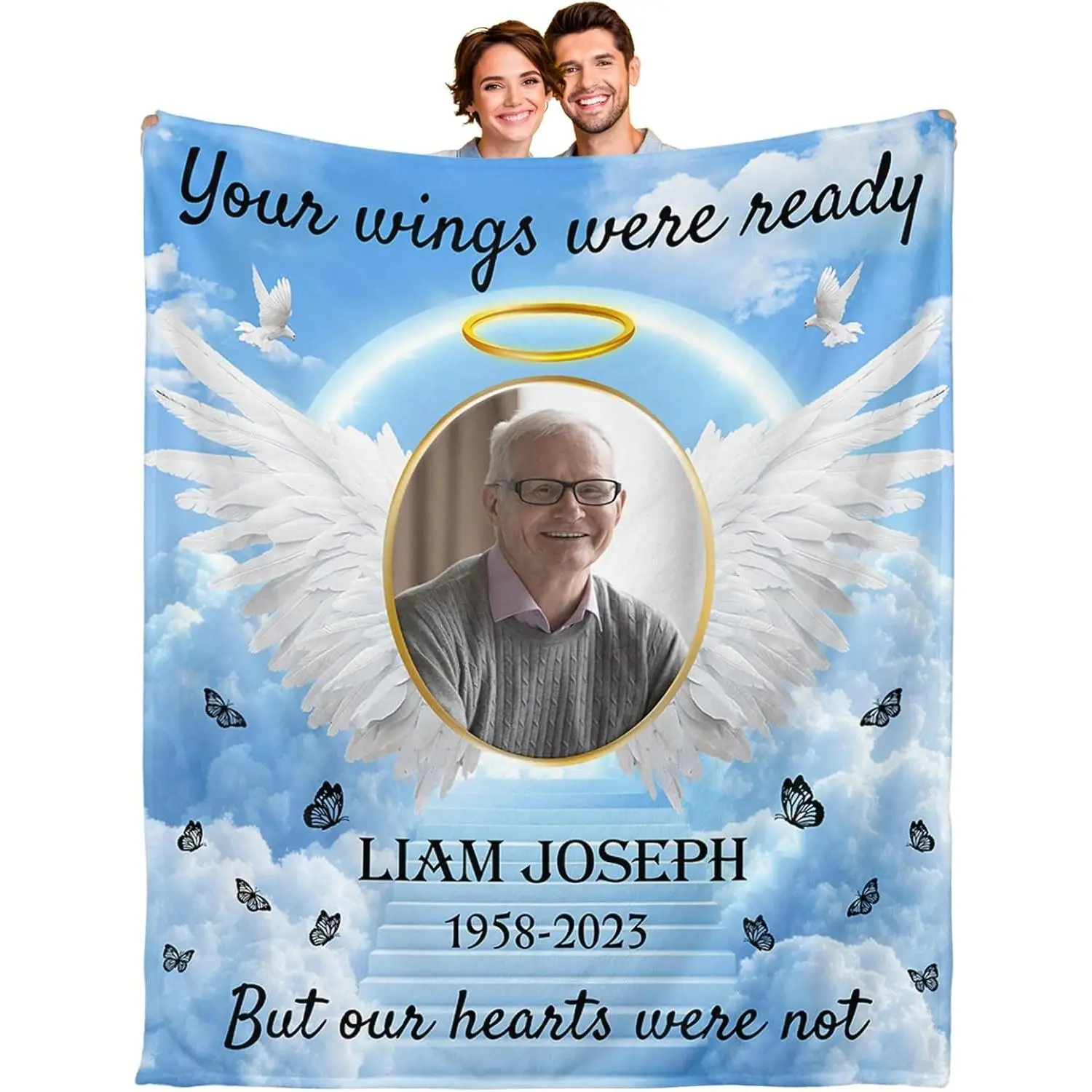 Personalized Memorial Photo Blanket - Multi-Size, USA-Printed Sympathy Gift for Grieving Families