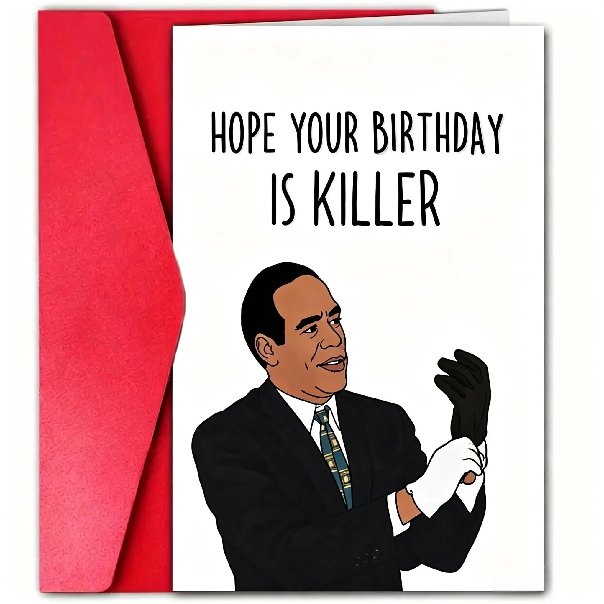 1pc Funny Birthday Card with Envelope, Dark Humor Sarcastic Greeting Card, "Hope Your Birthday Is Killer" Novelty Joke Gift Card, Creative Adult Birthday Gift for Friend Husband Boyfriend Brother Family, Birthday Party Celebration