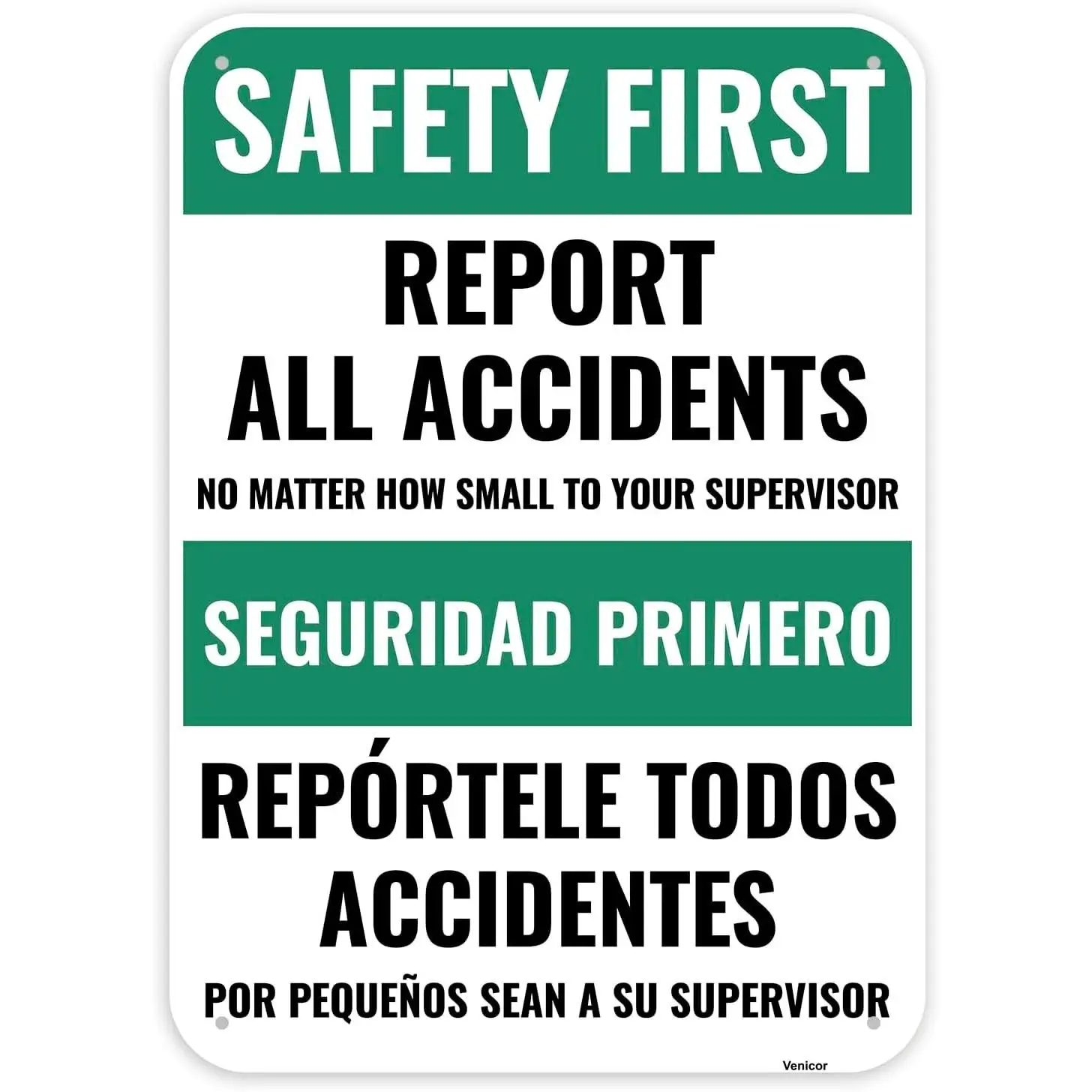 1PC Aluminum Safety Signage - 14x10 Inches - Bilingual Spanish Safety Poster for Workplace Decorations