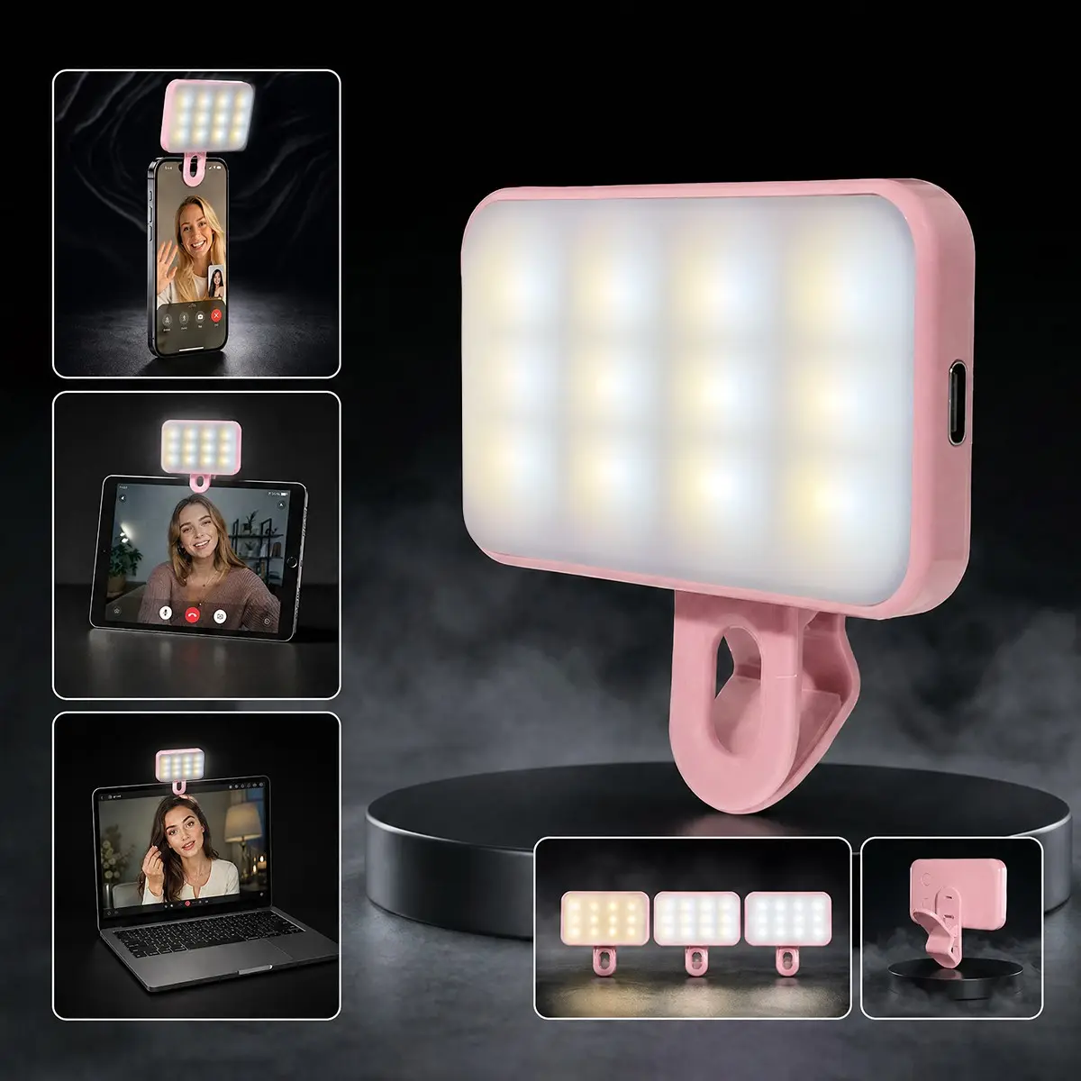 1PC Portable Rechargeable Fill Light, Selfie Led Lights, Led Smartphone Light, Cell Phone Light, Video Conference Lighting, Three Lighting Modes, Suitable for Laptops/Phones/Tablets/Zoom Calls/Makeup, Selfies, and Live Streaming