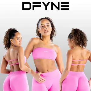 DFYNE Impact Seamless Bandeau Bra & Shorts Set | Backless Gym Outfit, 2 Piece Snatched Workout Leggings Set for Women