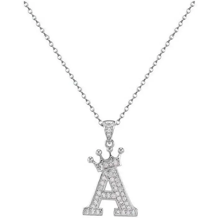 Baby Silver-Plated Initial Letter Chain Necklace, A-Z Crystal Pendant Monogram Jewelry, New Model Gift for Baby Girls, Alphabet Name