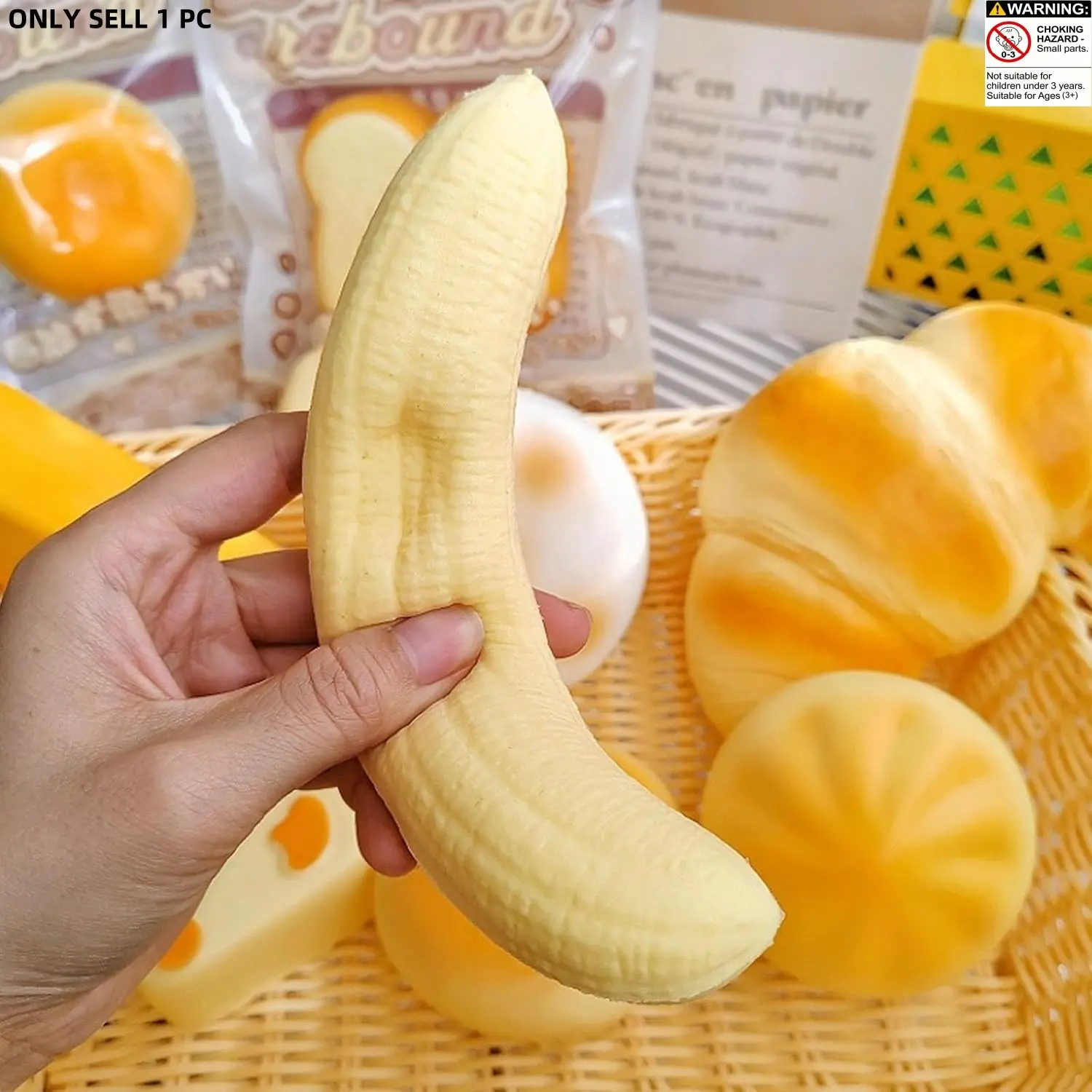 Banana Squishy Toy, Slow Rising Squishy, Soft Squeeze Stress Relief, Stress Relief Fruit, Fun Sensory Fidget Relief Fidget Toy for Kids & Adults, Perfect Gift Idea