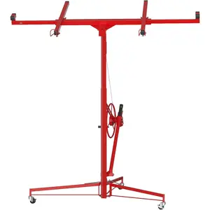 11ft Drywall Lifter Panel Hoist,150 LBS Capacity Heavy Duty Sheetrock Lift with Wheels, 360° Adjustable Drywall Jack Lift for Home Improvement, Red