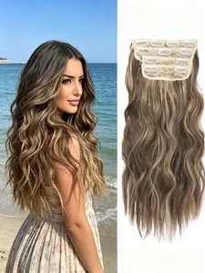 💁‍♀️ Undetectable Brown & Blonde Highlight Clip-Ins | Thick Wavy Hair Extensions with Secure Clips, Instant Volume & Seamless Natural Fullness!