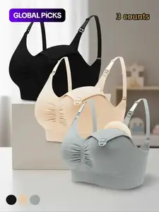 Ruched Adjustable Strap Nursing Bras, Detachable Chest Pad Seamless Front Buckle Bra for Pregnant & Lactating Women, Maternity Lingerie, Pregnancy Maternity Bra