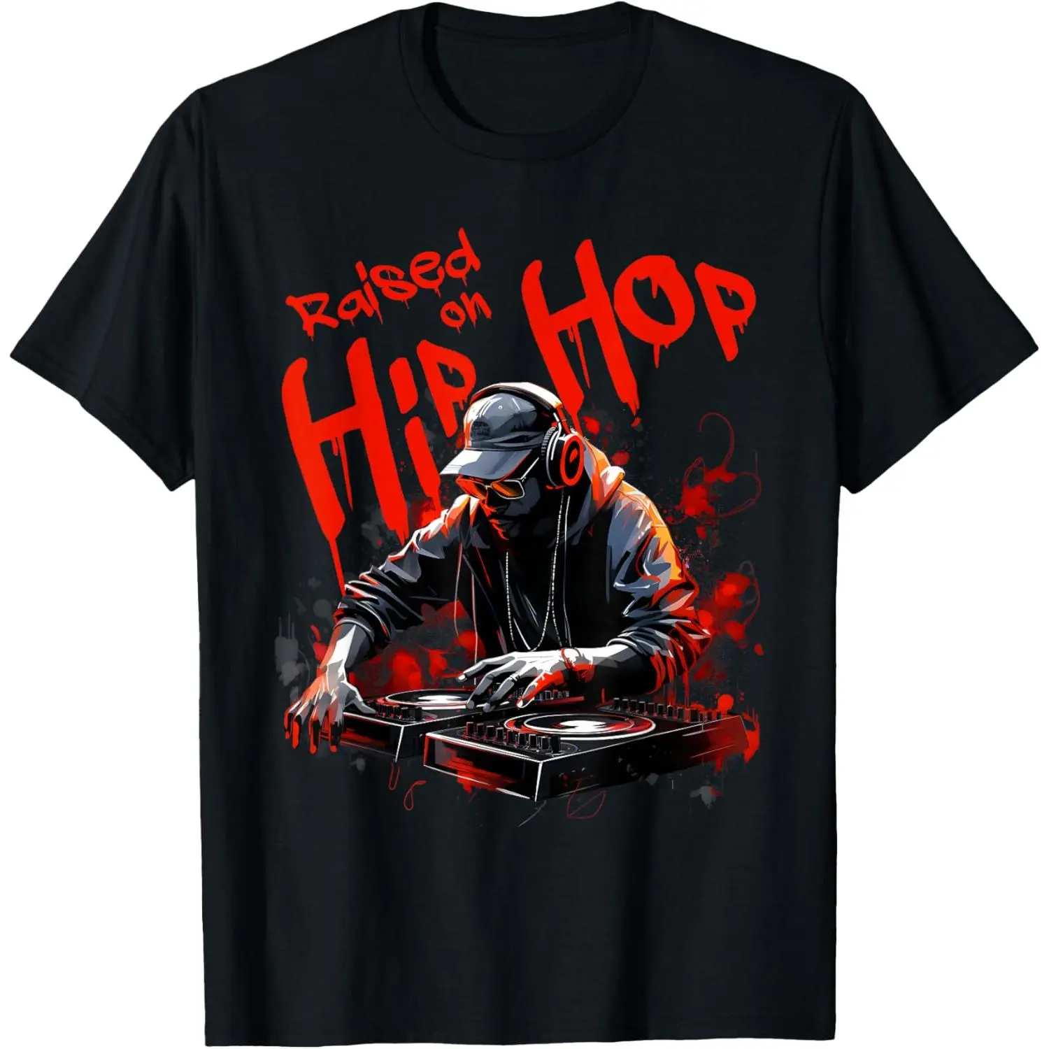 Hip Hop DJ 50th Anniversary Graphic Print Sports Top, Multi-Size Regular-Length Standard-Fit Casual Tee with DJ Artwork, Machine Washable Outdoor Clothes