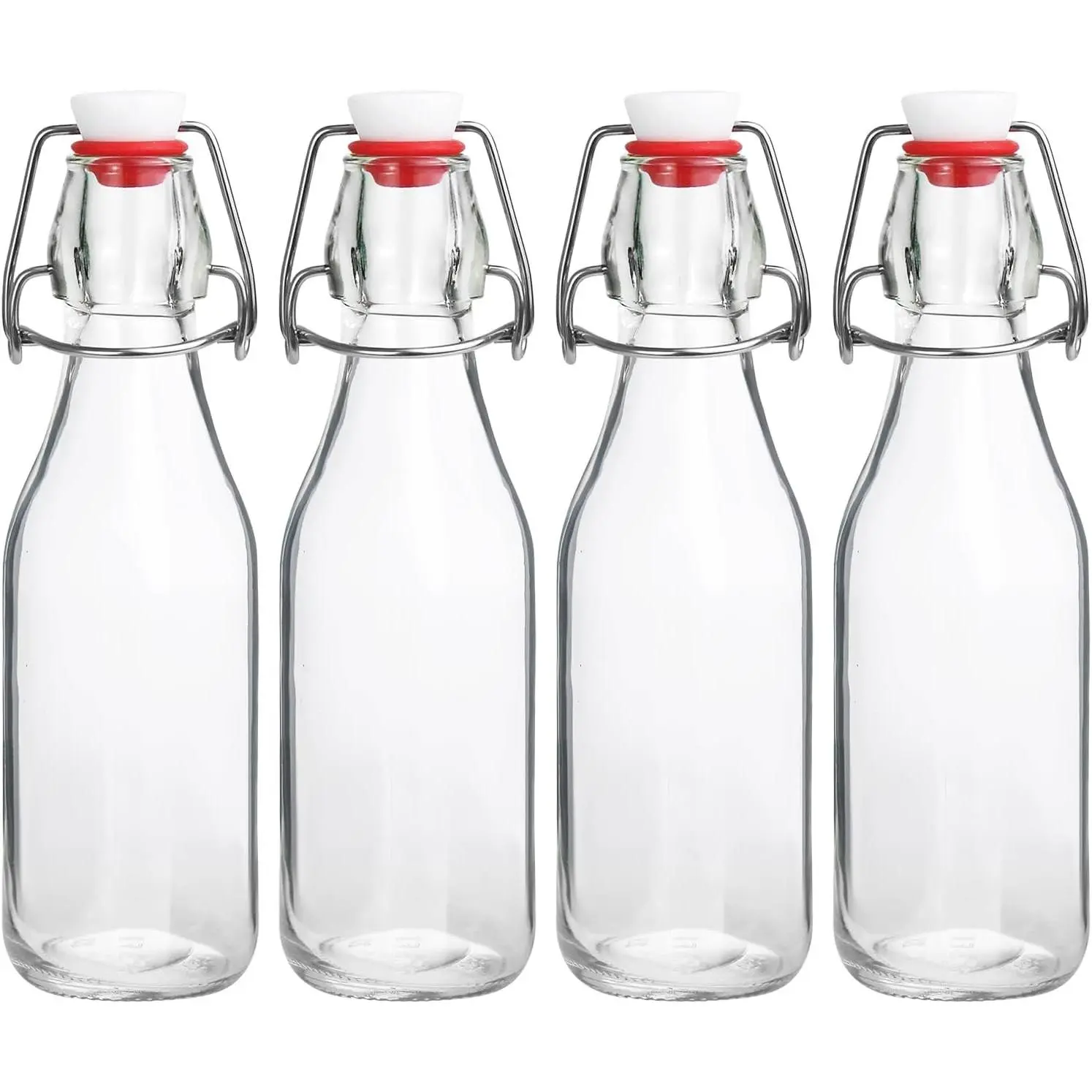 Swing Top Bottles,8.5oz 4 Pack Flip Top Glass Bottle with Airtight Grolsch Closures, Reusable for Kombucha, Beer, Cold Brew, Homemade Beverages & Storage