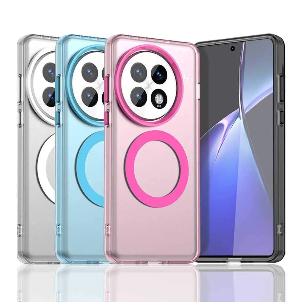 1PCS Candy Color For Magsafe Wireless Charge Phone Case for OnePlus Nord CE4 Lite One Plus 13 Magnetic Clear Shockproof Cover