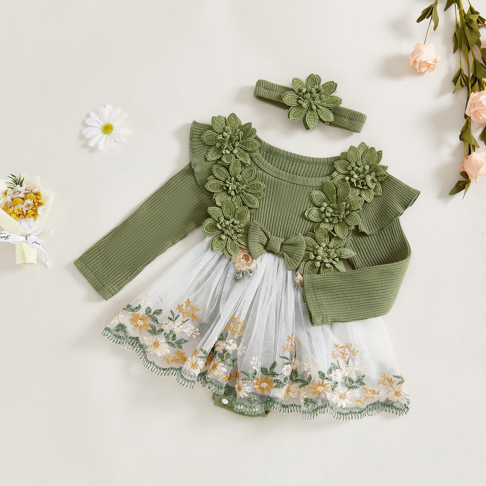 Baby Girl Romper Dress Embroidery Lace Flowers Baby Dress Romper Fall Winter Festival Clothes with Headband Baby Girl Romper Dress Embroidery Lace Flowers Baby Dress Romper Fall Winter Festival Clothes with Headband