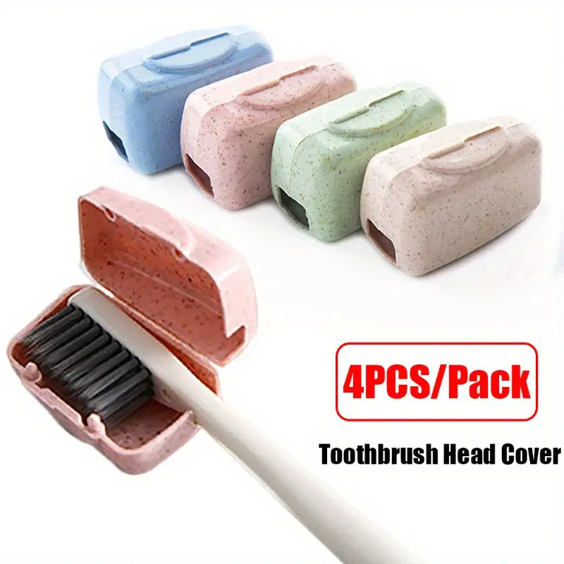 4pcs/set Travel Outdoor Toothbrush Head Cover Wheat Straw Toothbrush Protective Cover Head Portable Toothbrush Head Storage Protective Cover Toothbrush Protector