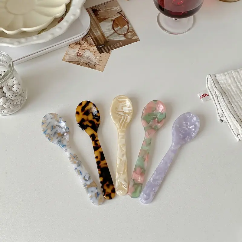 Korean Style Ice Cream Scoop, Vintage Cake Spoon, Jam Spoon, Mini Dessert Spoon, Coffee Spoon, Photo Decoration Prop, Small Spoon, Plastic Spoons