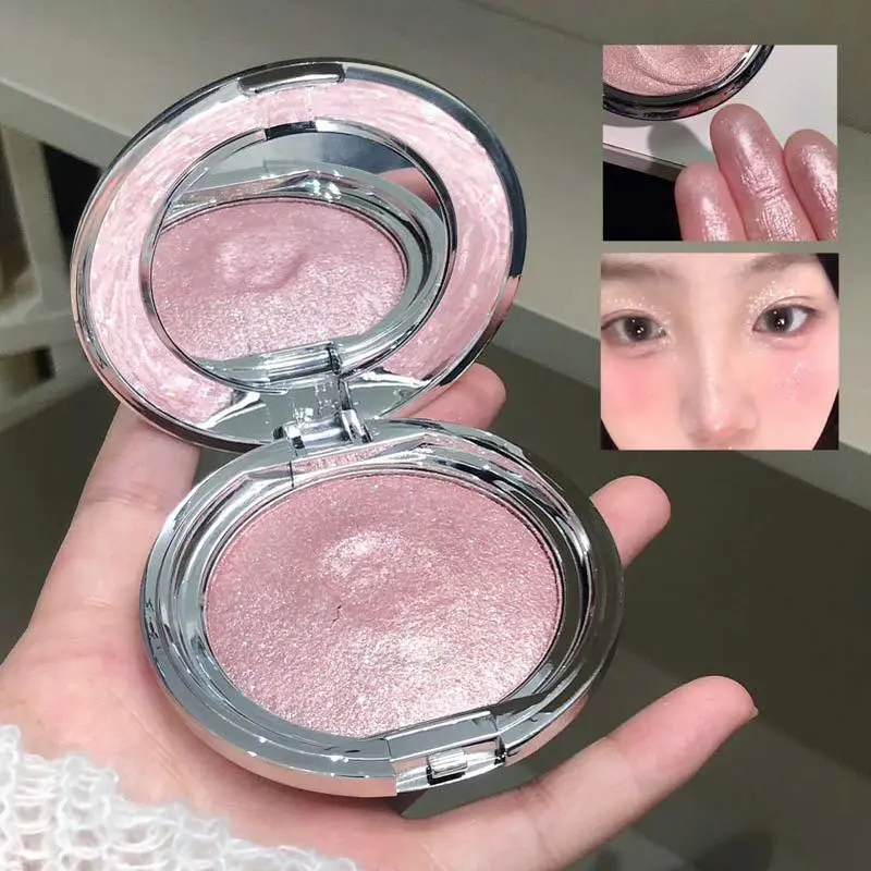 Crushed Diamond Shimmer Highlight Cream, Sheer Fine Pearlescent Glow, Potato Mud Texture Multi-use Highlighter for Face, Under Eye & Cheek Blush
