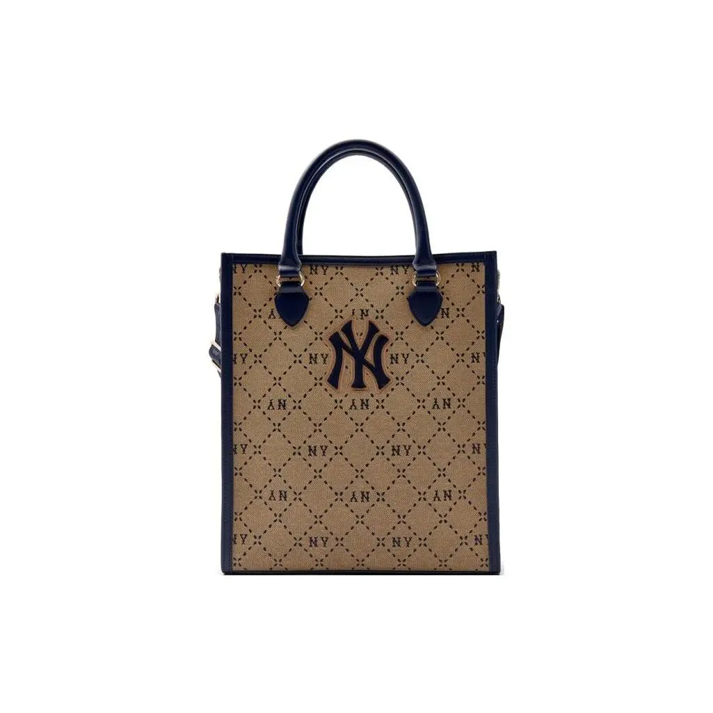 MLB New York Yankees Chevron Monogram Nylon Tote Bag for Men, Casual Style, Beige