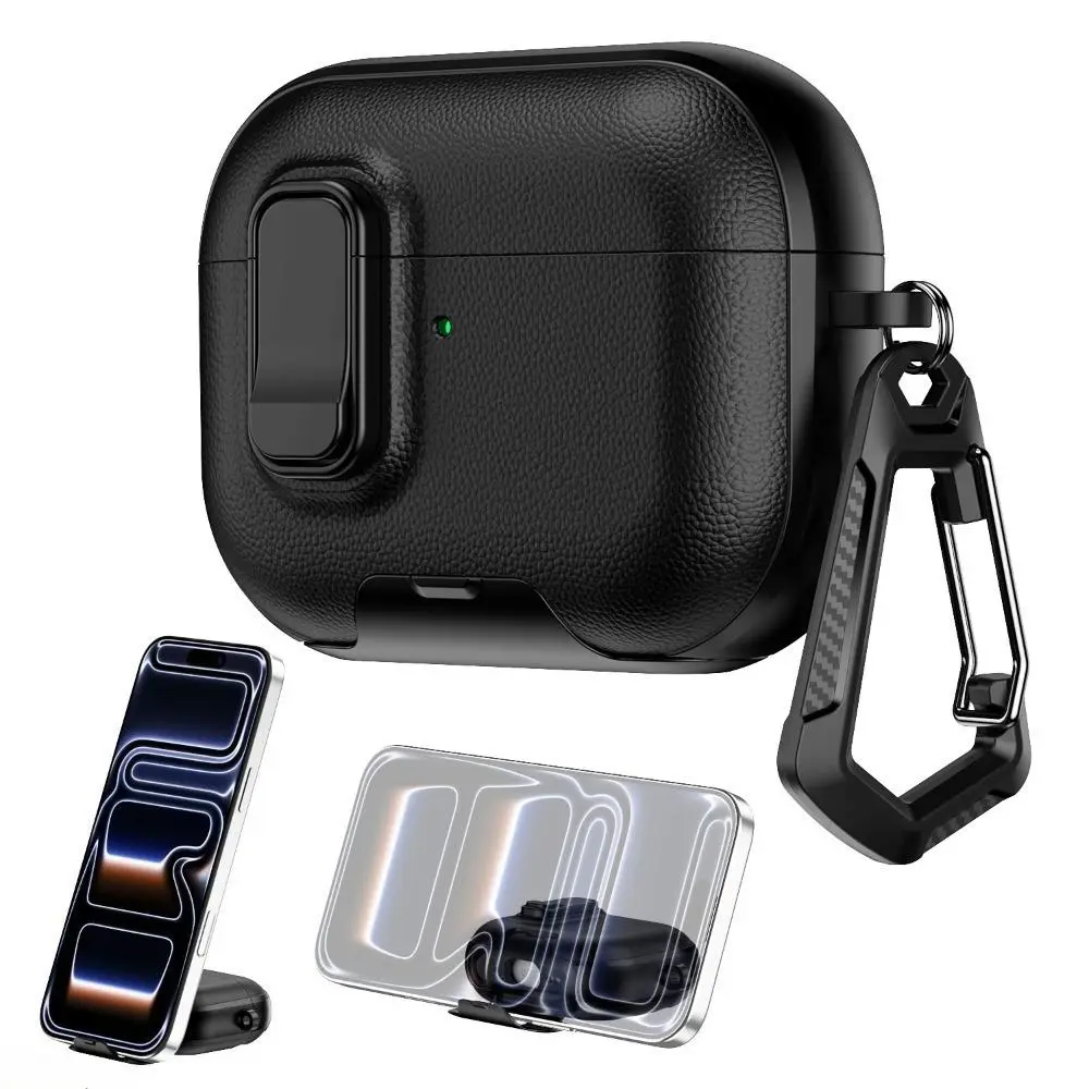 Leather Texture Case for AirPods Pro 3/Pro 2/4 with Secure Button Lock, a Shockproof and Scratch-Resistant Full-Body Protector, Wireless Charging Compatible for Daily Carry, Easy To Operate, Airpodspro3