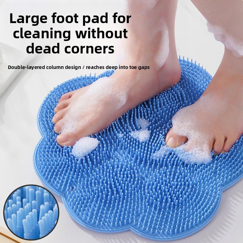 Bathroom Foot Scrubber Mat with Suction Cup Massage - Double-Layered Design for Thorough Cleaning & Easy Use - Versatile Foot Care Tool for Shower, Massage, & Back Scrubbing - Pad