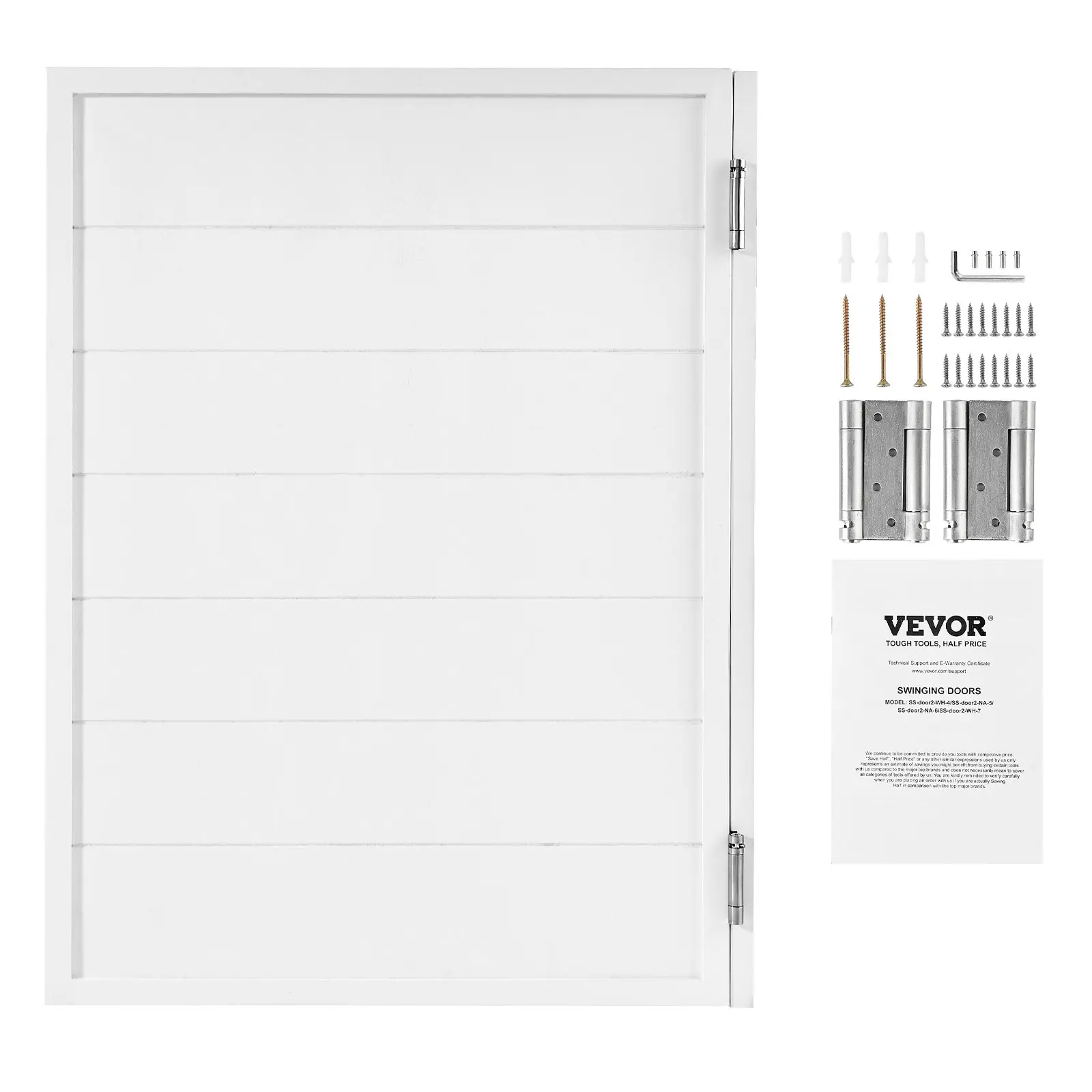 VEVOR Auto-Close Single Swinging Saloon Door (ss-door1-wh-3), 32" W x 42" H Premium Pine Wood Square Door, with Hinge & Hardware Kit, Easy to Install, for Kitchen, Bar & Hallway Entry, White