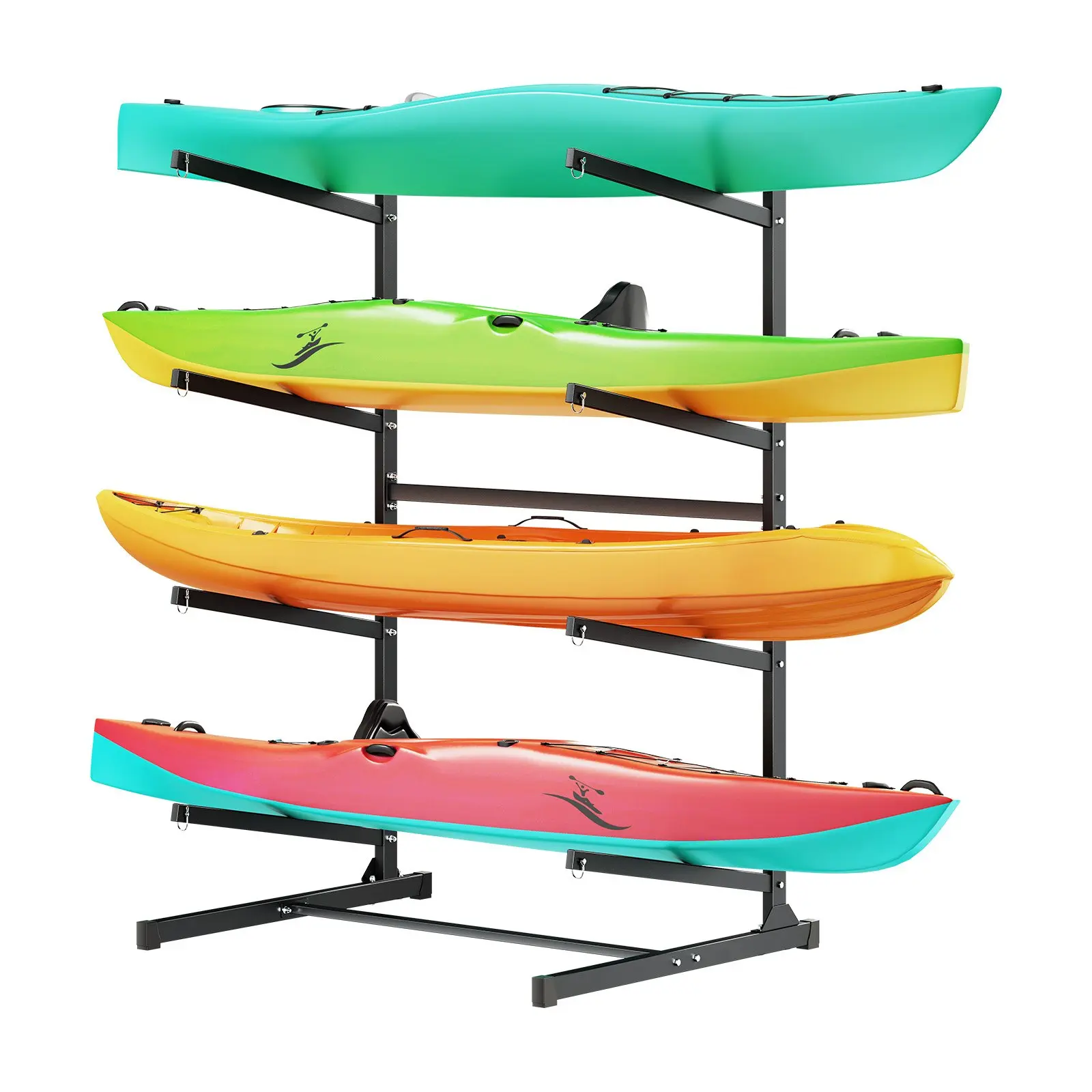 【DealsForYouDays】VEVOR Kayak Storage Rack for 4 Kayaks, Holds 220 lbs, Heavy Duty Freestanding Stand for Indoor Outdoor Garage Shed Dock, Storage Rack Stand Holder for Canoe, Small Boat, SUP, Surfboard Paddleboard