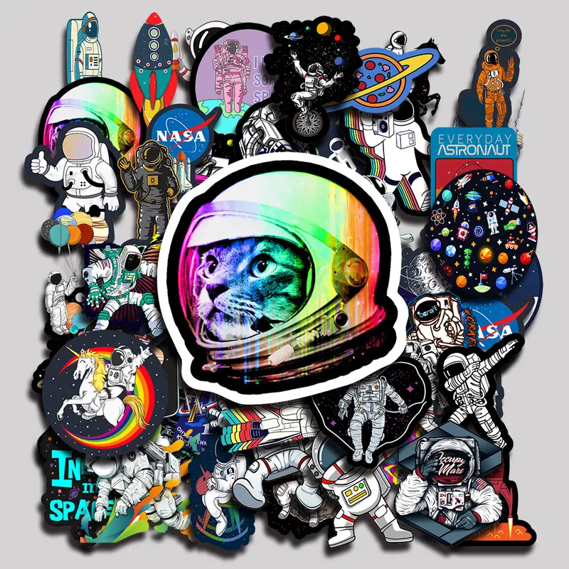 50PCS Astronaut Aesthetic Vinyl Stickers Pack for Laptop Water Bottle Phone Case Skateboard Journal Scrapbook DIY Decoration