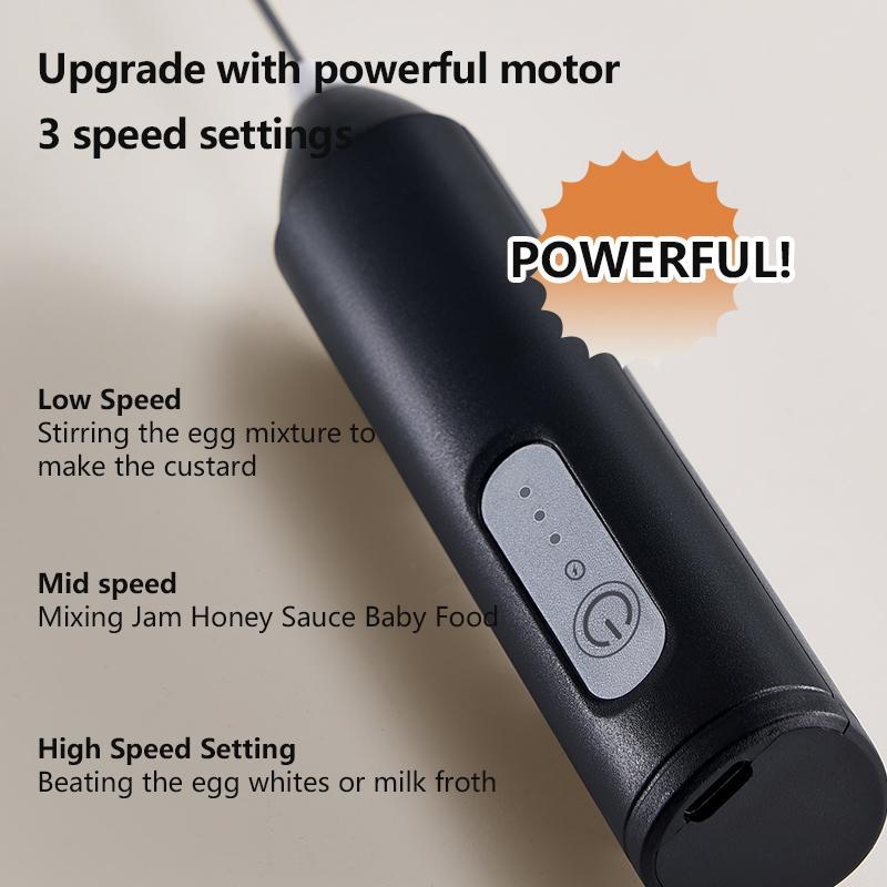 HOT  Electric Milk Frother + Egg Beater Wireless Type-C Charging 3 Speeds Mini Handheld Foam Maker Coffee Whisk Cooking Tools