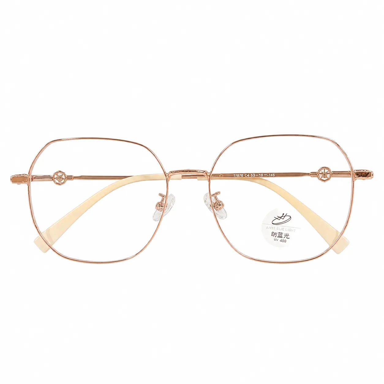 Women's Ultra-Lightweight Gold-Tone Wireframe Eyeglass Frames - Hypoallergenic Nose Pads, Flexible Temples, Prescription Lens Compatible, Ideal for Daily Wear, Office Use