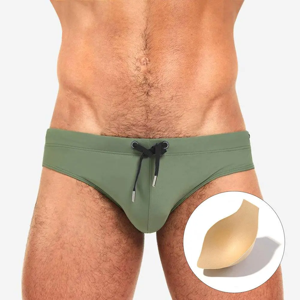 Men's Basic Swim-Friendly Briefs, Solid Color Nylon Speedos with Tether & U-Shaped Cup, for Adults' Water Activities & Hot Springs (Large Size Available), M, Pool, Underwater Swim Men's Briefs, Swim-Friendly Men's Briefs