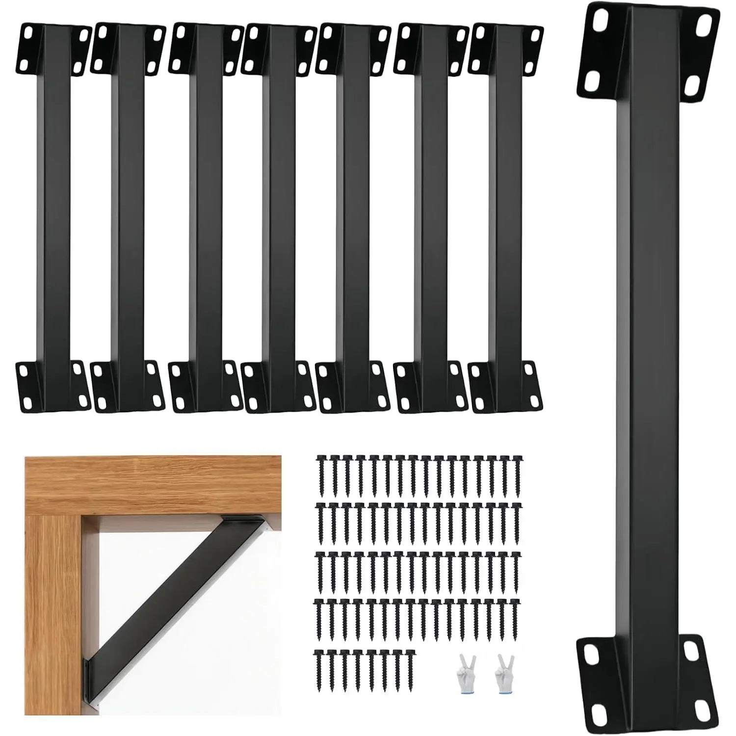 Heavy Duty Pergola Brackets Kit-8PC Steel Corner Connectors, 45° Angle Support Brackets, Wooden Structure Brackets for  Gazebo Patio Cabin Deck