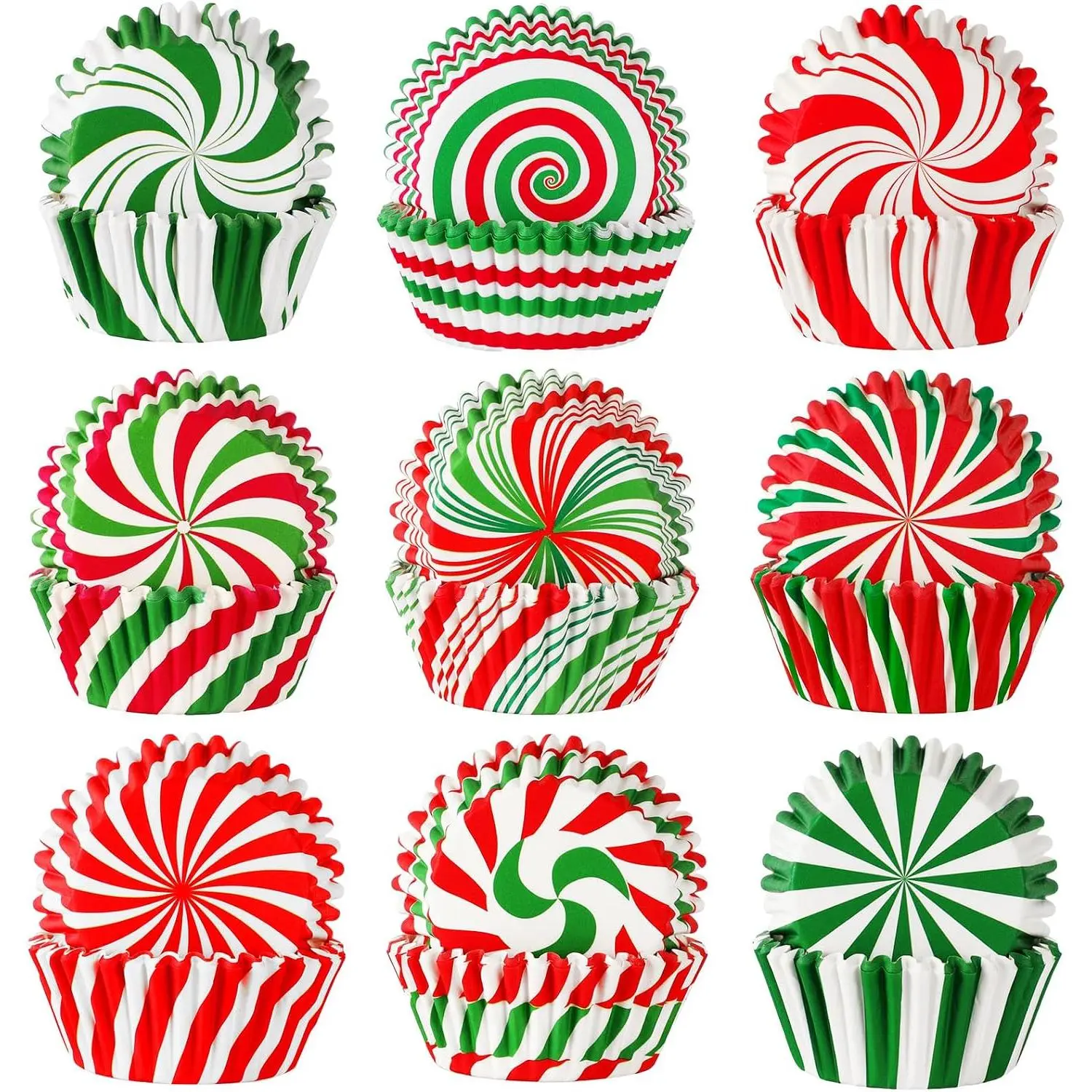 SANNIX Bakeware 450pcs Christmas Cupcake Liners - Xmas Theme Candy Pattern Paper Wrappers, Muffin Liners for Holiday Party, Birthday Party Decorations Supplies (9 Designs)