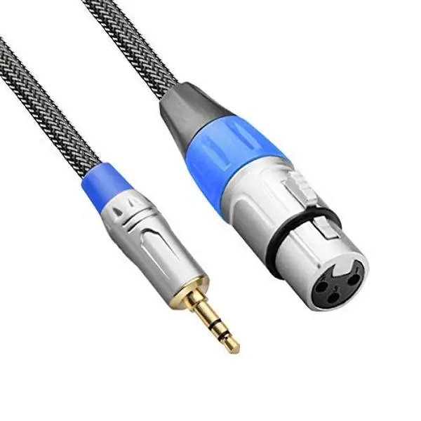 XLR Female to 3.5mm (1/8 in) Microphone Cable - 6ft Digital Audio Connector Plug, Handheld Audio Accessories for Camcorders, DSLR Cameras, Protective Case, Ultra HD Sound Effect
