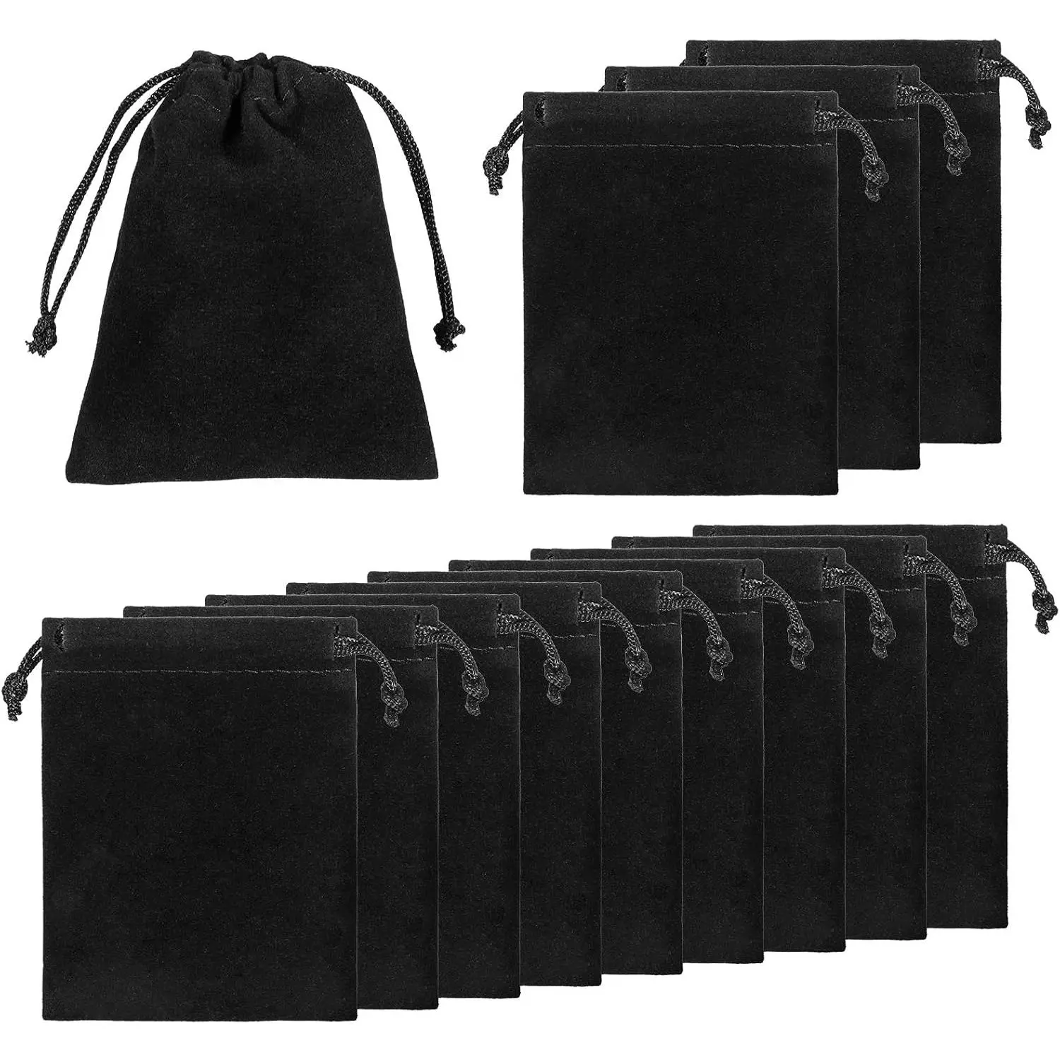 10 count  Drawstring  Pouches, 2.8x3.5 In Black  Bags Small Cloth Bags for Wedding, Halloween Candy Bag, Graduation, Christmas Party Favors