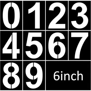 6 Inch Reusable Plastic Number Stencils Digital Painting Templates for Cake & Address Decorating