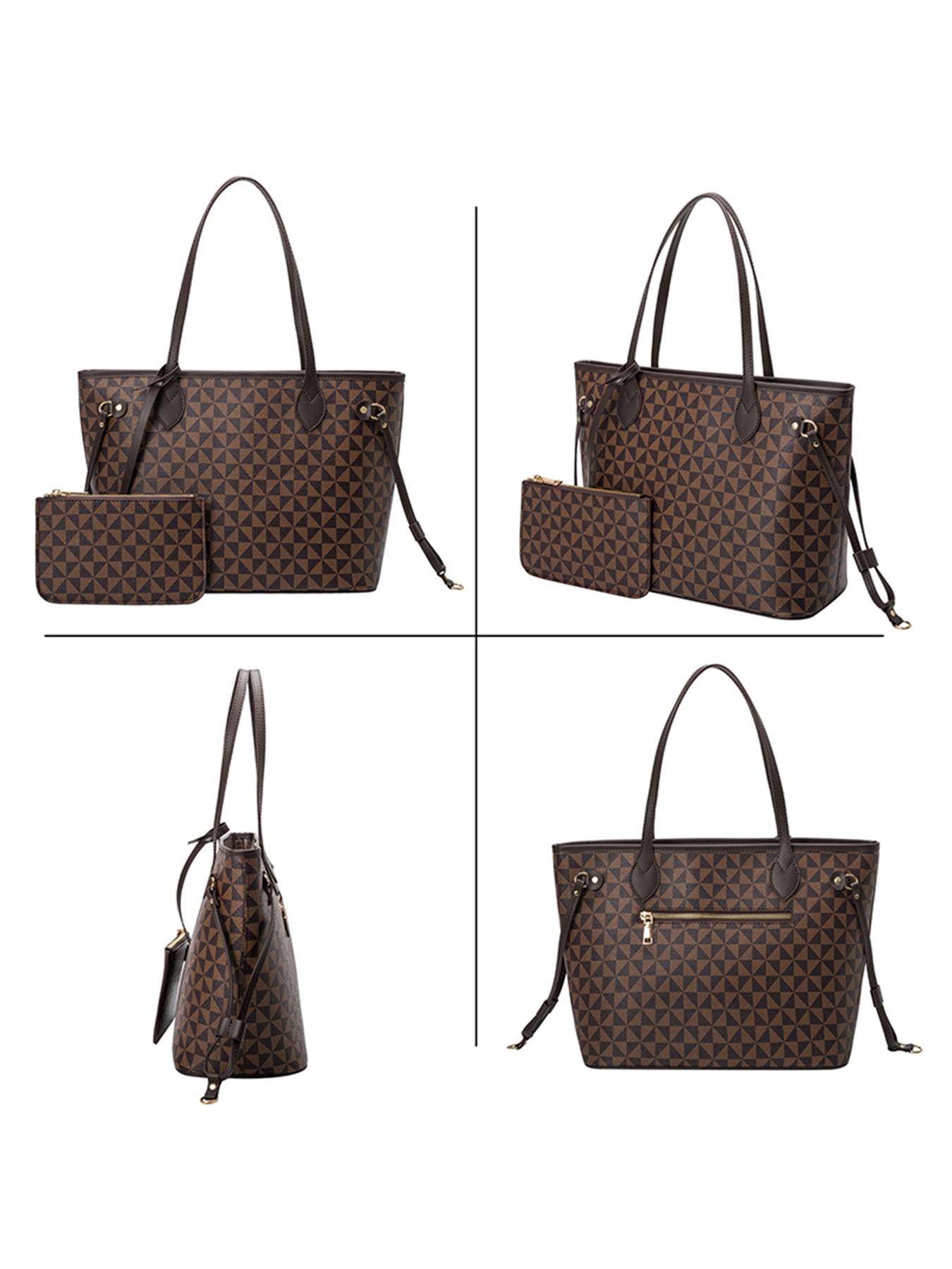 Fashionable Geometric Pattern Tote Bag & Wallet Set, Work Commuter Bags for Women, Large Capacity Shoulder Bag & Wallet, Casual Trendy Versatile High-quality Daily Commuting Unique Bags Set, Mother's Day Gift