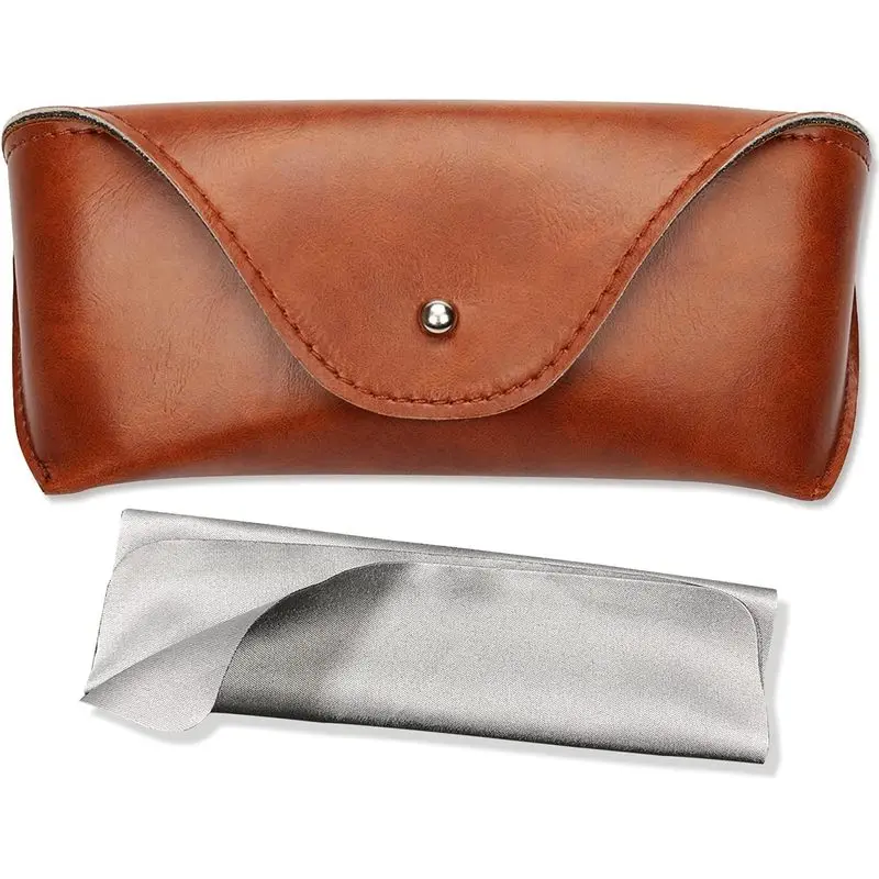 Portable Leather Glasses Case,Flexible Sunglasses Pouch Slim Case for Women Men Horizontal Eyeglass Case