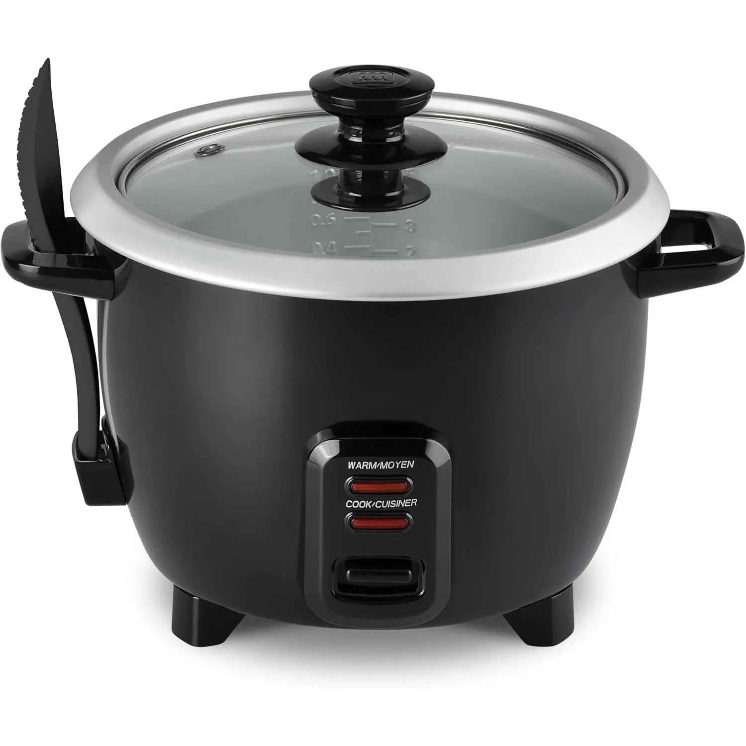 Electric Rice Cooker - Large Capacity for Soups, Oatmeal &  - Automatic Rice Cooker with Tempered Glass Lid & Keep Warm Mode - 10-Cup, Black