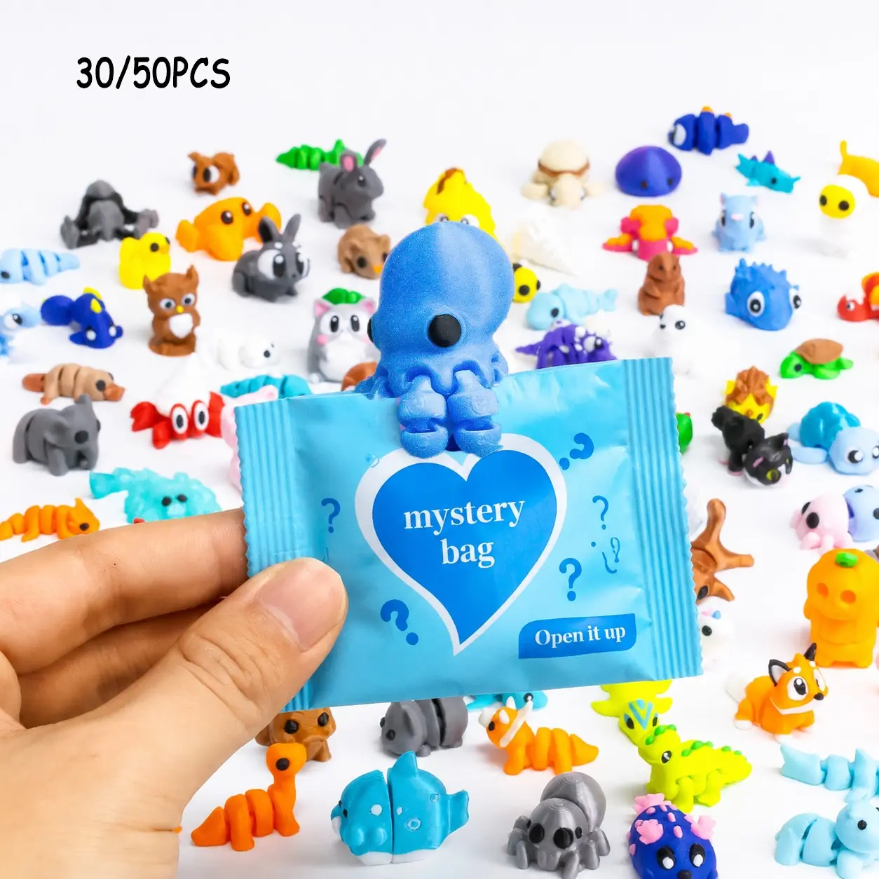 30/50 Pieces 3D Printed Multi-Joint Animal Blind Bags, Random Color Animal Figurines, Surprise Gifts, Party Favors