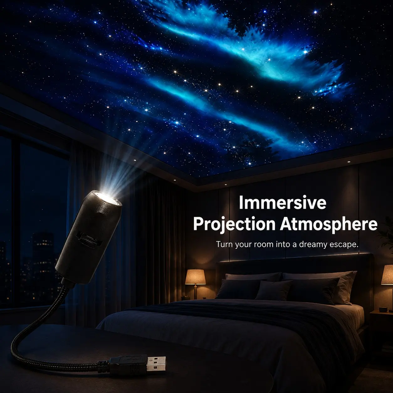 Galaxy Star Projector Light, USB Starry Sky Ceiling Projector for Bedroom Decor, Relaxing Ambient Space Light, LED Star Lights, Galaxy Night Light for Kids & Adults Room Decoration