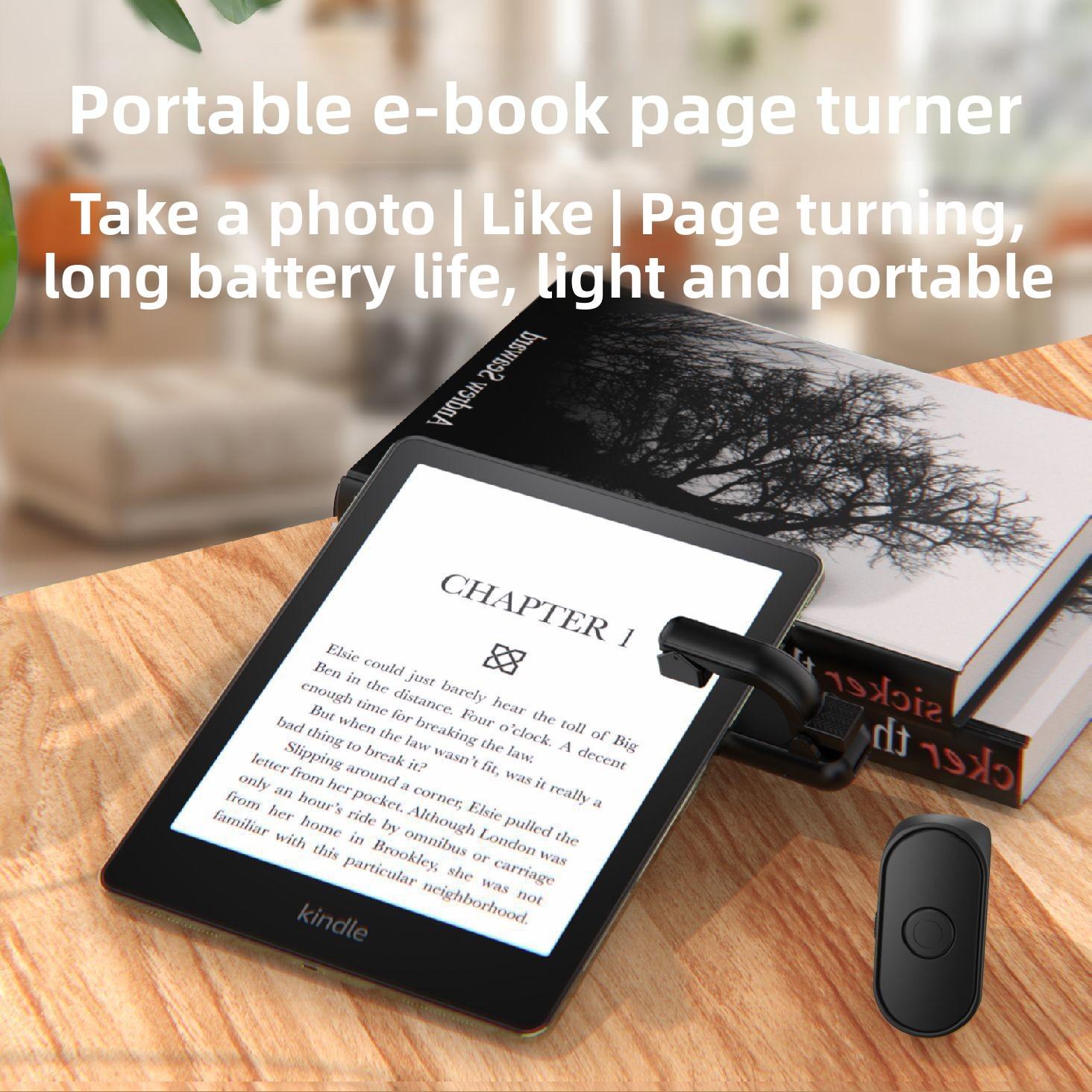 Versatile Wireless Page Turner & Camera Remote for Kindle, iPhone, iPad & Android Tablets with Rechargeable Lithium Battery & USB Charging