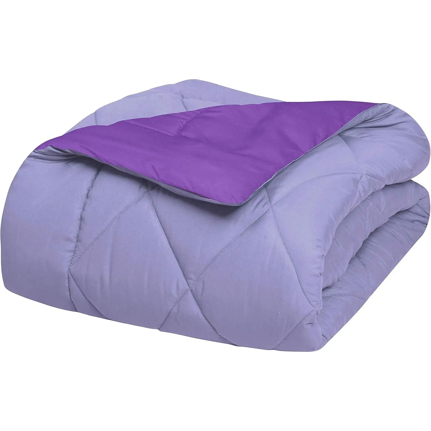 Elegant Goose Down Alternative--Stitched-Quilted 3-Piece Reversible Comforter Set/Duvet Insert Soft Bedding-Medium Warmth for All, Full/Queen, Lavender/Purple