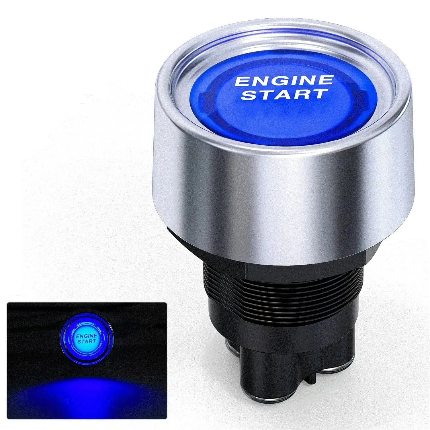 Nilight Blue Aluminum Push Start Ignition Button Switch - Easy-to-Install Electrical Switch with Horn Compatibility for Trucks, Off-Road Vehicles, Boats, Airplanes