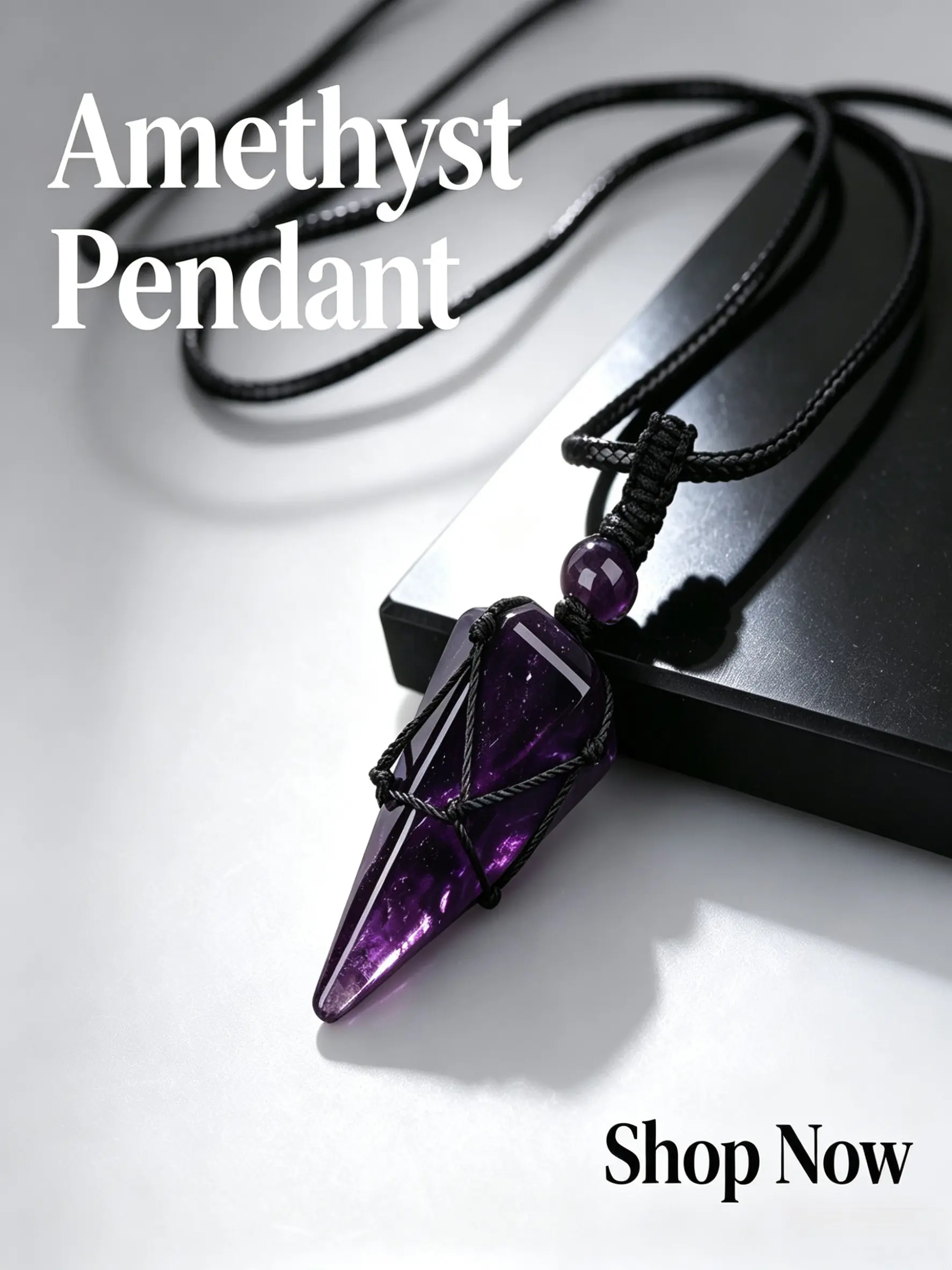 Boho Style Natural Amethyst Pendant Necklace, Crystal Energy Necklace, Ideal for Meditation and Yoga, Unisex Unique Jewelry Gift, Perfect for Men and Women