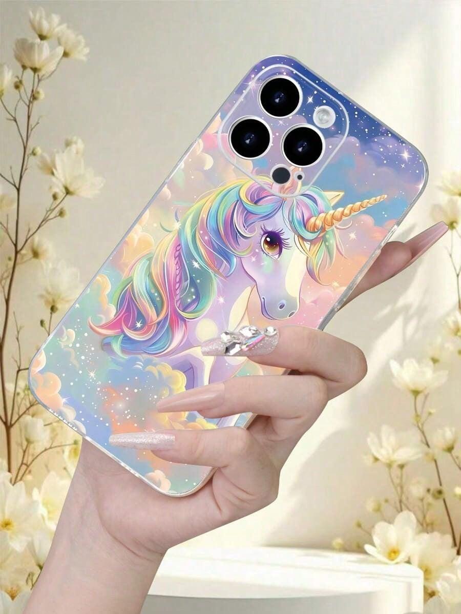 Creative And Beautiful Cloud Rainbow Unicorn Pattern Phone Case,Shockproof And Anti Drop TPU Soft Protective Case, Suitable For IPhone17/IPhone17 Air/IPhone17 Pro/IPhone17 Pro Max/16 Pro Max/15 Pro Max/14 Pro Max/13 Pro Max/12 Pro Max