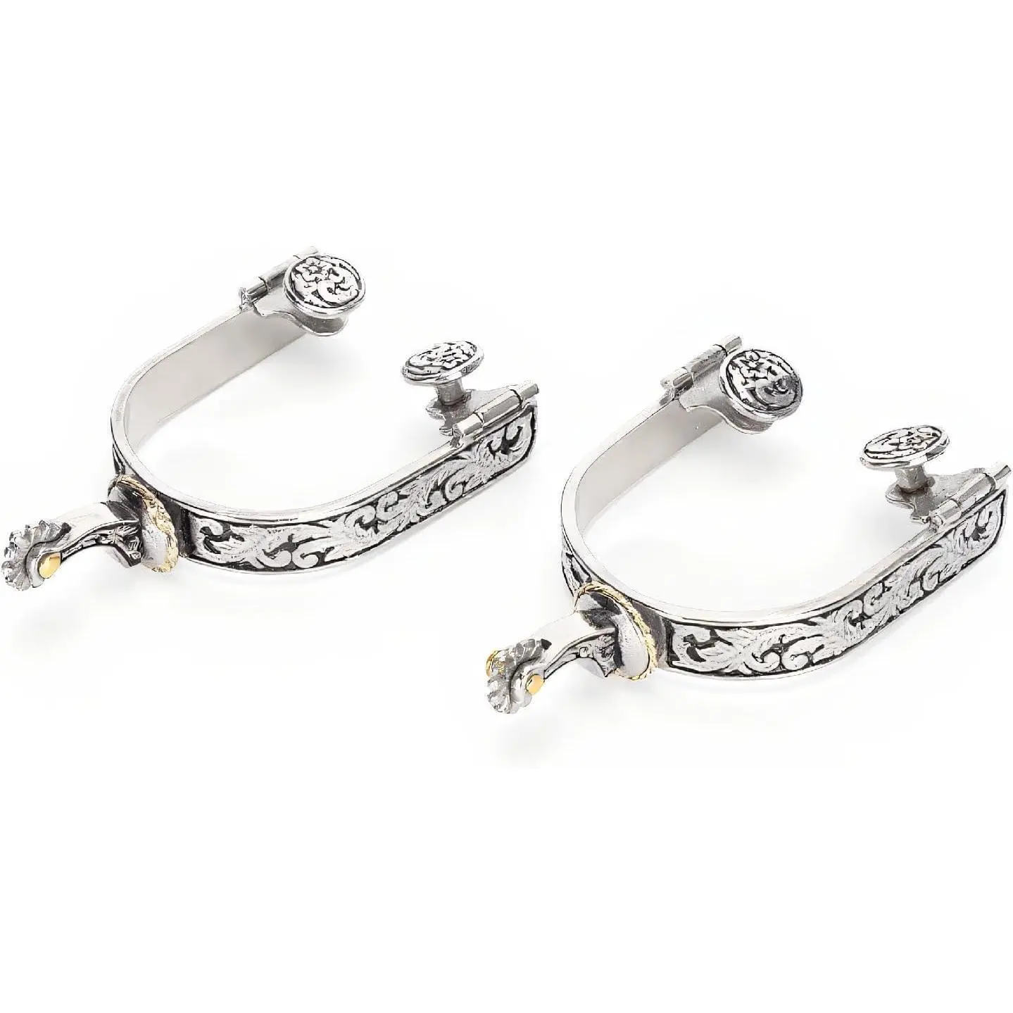 KUIDAMOS 1Pair Women Stainless Steel Spurs with Carved Decoraation for Boots Men and Women Spurs for Equestrian Training Spurs for Fuetes y Cuartas