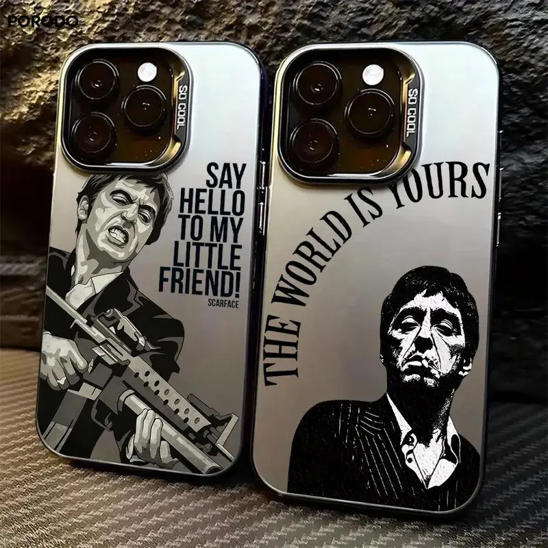 S-Scarface Fashion Protective TPU Smartphone Case, Shockproof Anti-Fall Matte Cover for iPhone 17, 16e, 16, 15, 14, 13, 12, 11 Pro Max, X, XR, XS Max, 8, 7, Air, Plus (Mobile Phone Accessory)