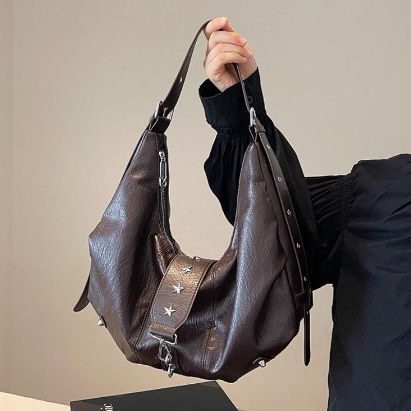 Women's large-capacity tote bag, 2025 new casual bag, fashionable retro shoulder crossbody bag, niche dumpling bag women handbags luxury designer real